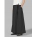 Women Solid Color Lace  Up Loose Mid Waist Wide Leg Pants With Pockets