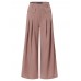 Women Solid Color Button Casual Loose Wide Leg Pants With Pocket