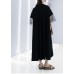 French black cotton Wardrobes side open drawstring cotton robes summer Dresses