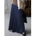 Women Solid Color Full Length Casual Wide Leg Pants With Pocket