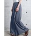 Women Side Zipper Solid Color Casual Wide Leg Pants With Pocket