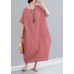 DIY red striped cotton tunics for women Plus Size Tutorials o neck A Line Summer Dresses