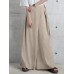 Women Side Zipper Solid Color Casual Wide Leg Pants With Pocket