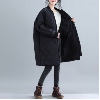 New black women parka plus size clothing stand collar Jackets & Coats women ruffles outwear