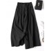 Women 100  Cotton Wide Leg Side Pockets Solid Color Ankle Length Elastic Waist Pants