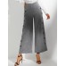 Solid Color High Waist Side Button Trim Loose Casual Pants For Women