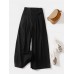 Wide Leg Solid Pants With Pocket For Women