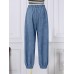 Women Corduroy Loose Solid Color Side Pockets Zipper Buttons Maxi Length Pants