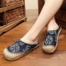 Comfy Navy Print Linen Fabric Slippers Shoes