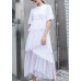 French white cotton Tunic patchwork tulle Robe summer Dresses